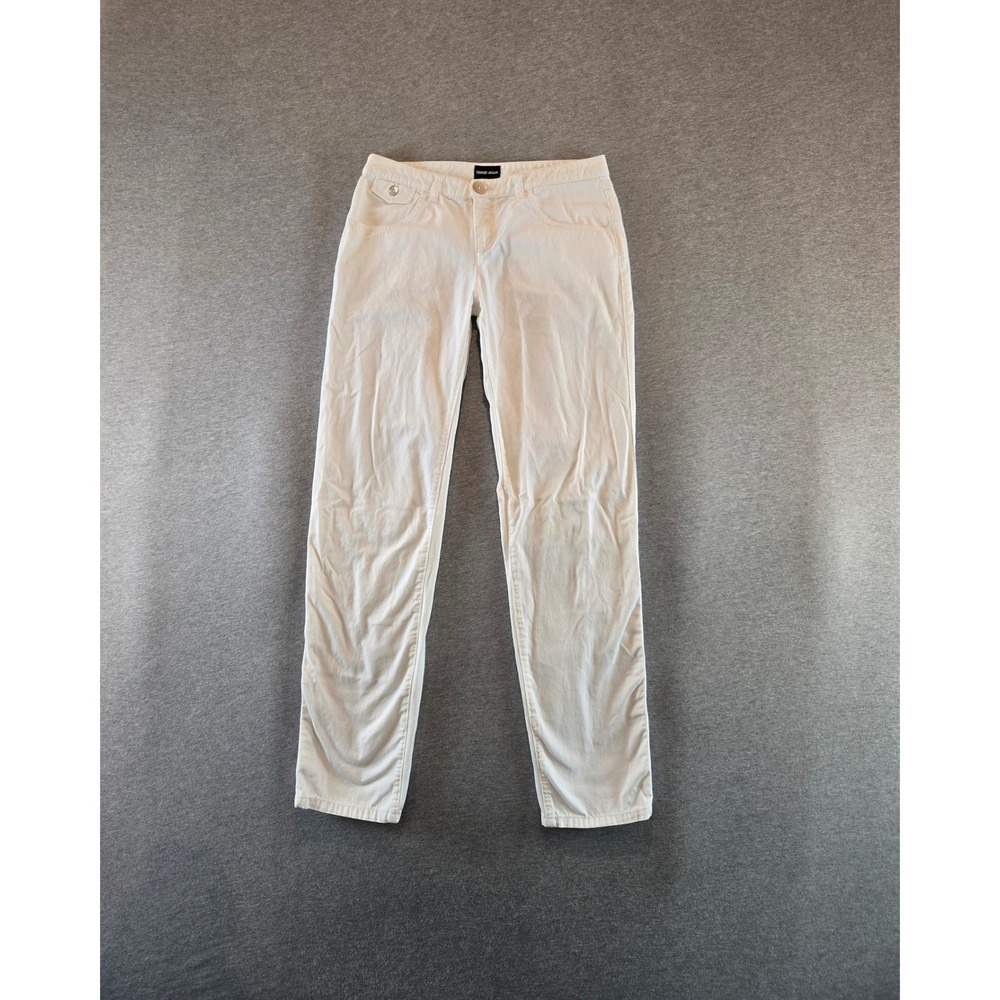 Giorgio Armani Pants Womens 28 White Cotton Straight Leg Made in Italy Luxury
